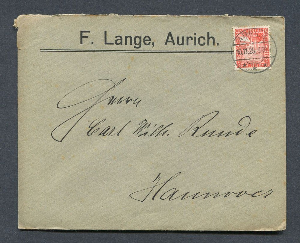 German Reich : Nice cover from 1925 – Aurich – used