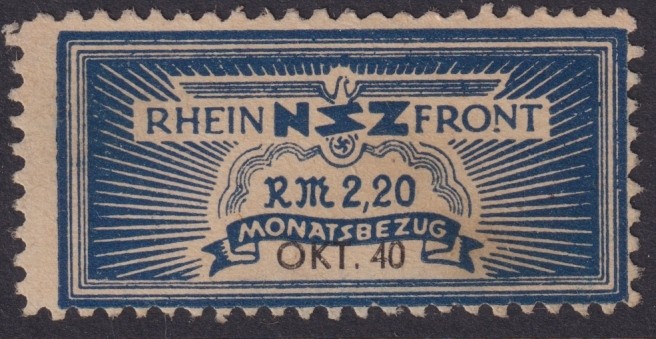 Stamp Germany Revenue WWII 3rd Reich NSZ National Newspaper 1940 Oct MNG