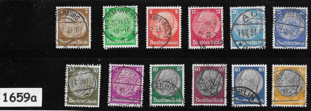 Stamps POSTMARKS Third Reich Germany President Hindenburg 1932-1936 #1659a