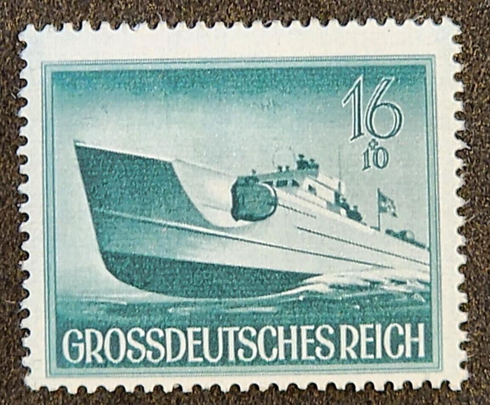 ERROR! WW2 WWII German Third Reich Nazi Variety Stamp MI 881 I Kriegsmarine boat
