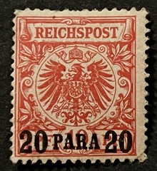 Travelstamps: Germany Offices in Turkey OP Stamps Mi 7 20 Para on 10pf MOGH