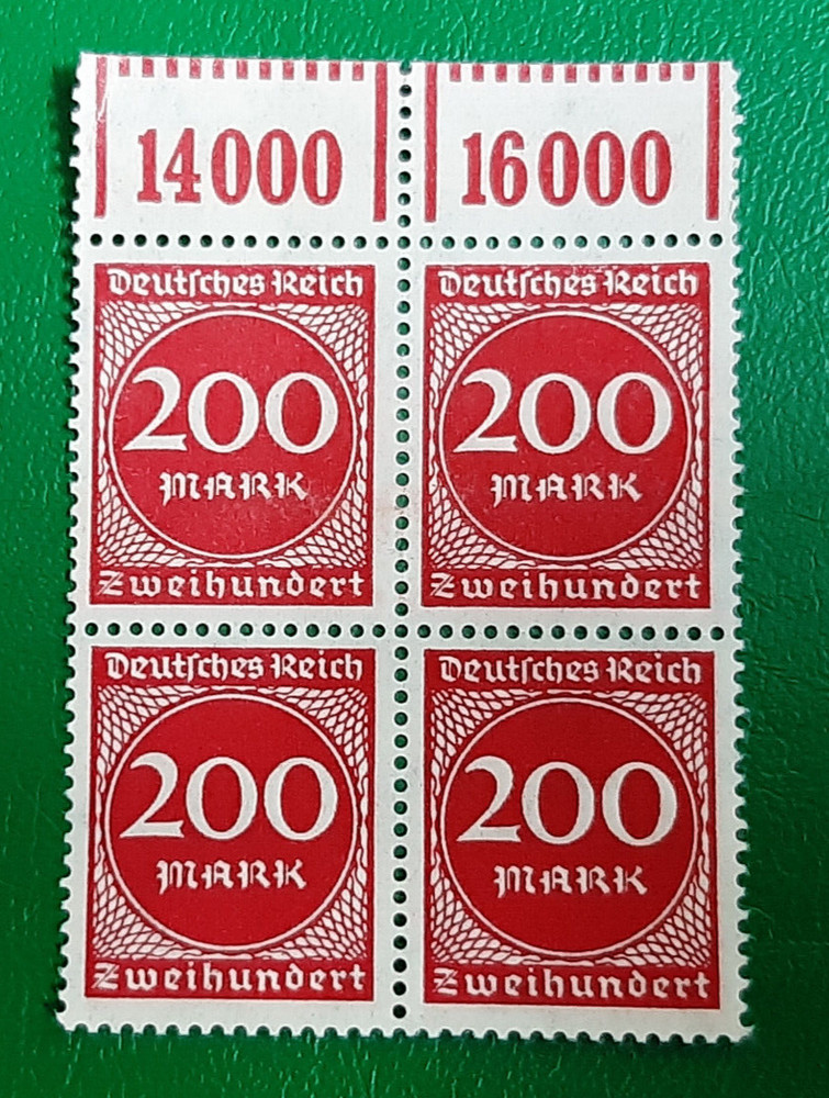 Stamps Germany Deutsches Reich 4x 200 Mark 1923 Block Mi. Nr. 269 (26084)