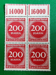 Stamps Germany Deutsches Reich 4x 200 Mark 1923 Block Mi. Nr. 269 (26084)