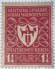 Travelstamps: Germany DR Stamp Mi 199 Sg 118 – Arms of Munich – 1 1/4m MOGH