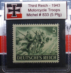 Nazi Germany 1943 Wehrmacht Stamp – Motorcycle Troops Third Reich WW2 5 Pfennig