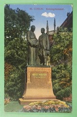 DR WHO 1916 GERMANY WWI FELDPOST AACHEN KOLN STATUE POSTCARD R45469