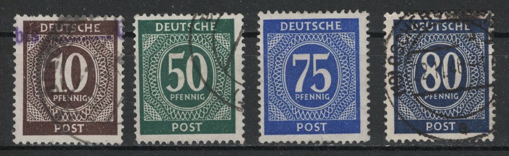 GERMANY:1946 SC#537,551,553-54 Used Numeral of Value T633