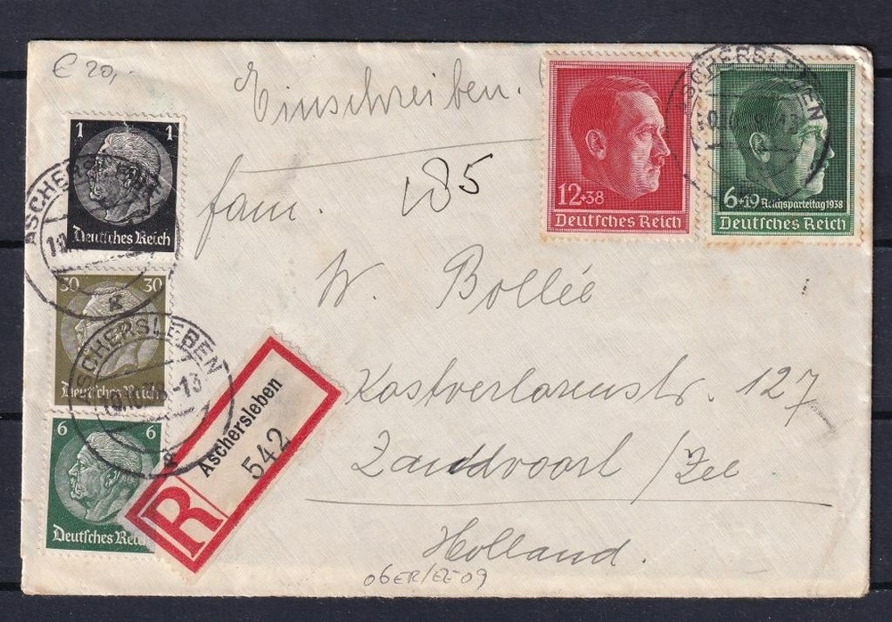 Germany 1938 Aschersleben-Zandvoort, Censored. Cover