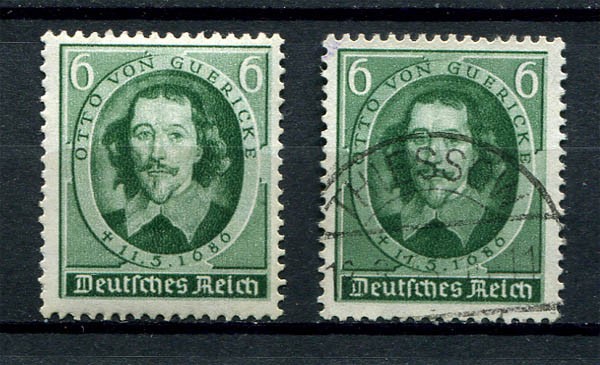 German Reich WW II : Otto von Guericke stamps from 1936 – mint NH and used