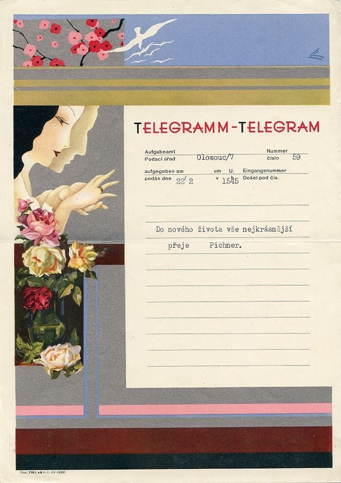 BM045. PROTECTORATE BOHEMIA AND MORAVIA TELEGRAM – LETTER 1939 – 1940