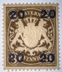 Travelstamps: 1920 Germany Bayern Overprint Stamp Scott#237, Mi 177 – Mint Og Lh