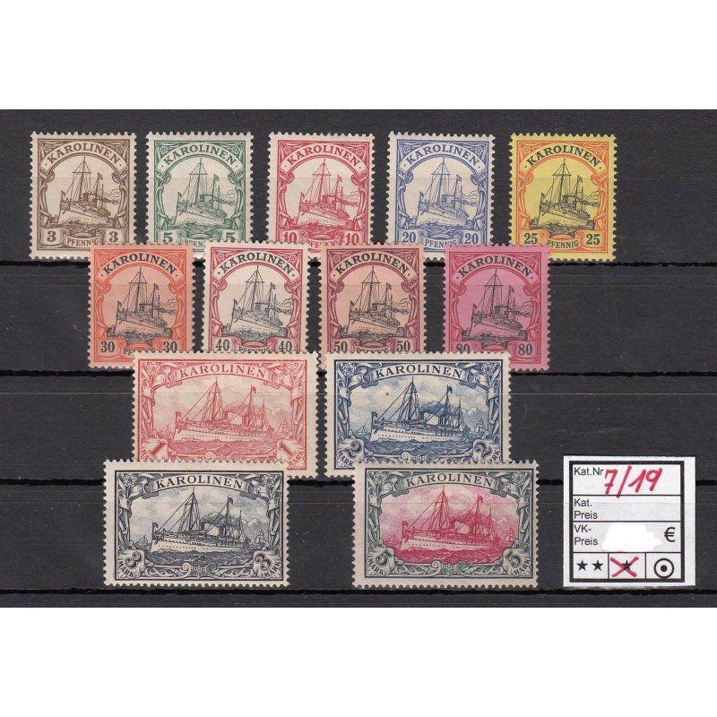 Karolinen 1900, Mich.-Nr.: 7-19 * Unused With Hinges, Authentic