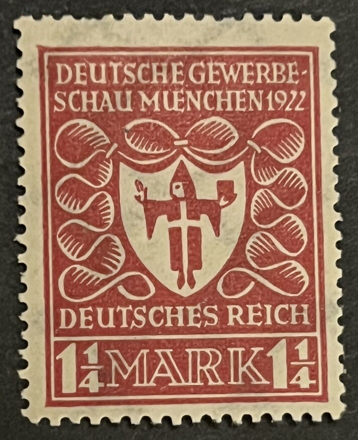 Travelstamps: Germany Stamp Sc 212/ Mi 199 Sg 118 – Arms of Munich – 1 1/4m MOGH