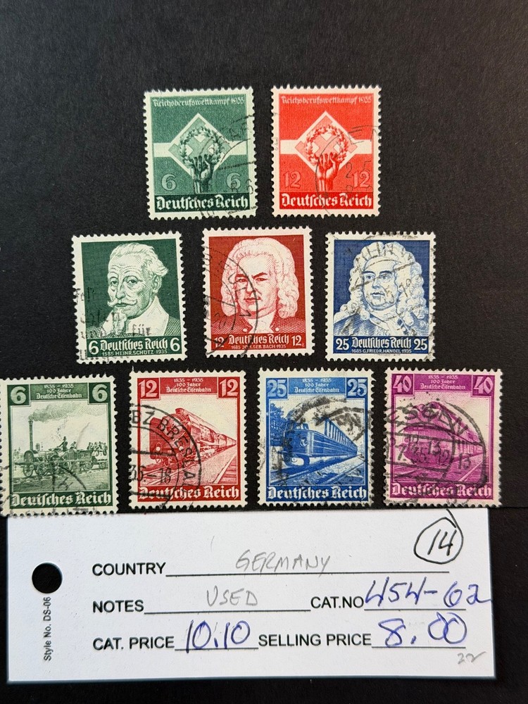 Germany # 454 – 462 Used 2024 Scott Catalogue Value $ 10.10