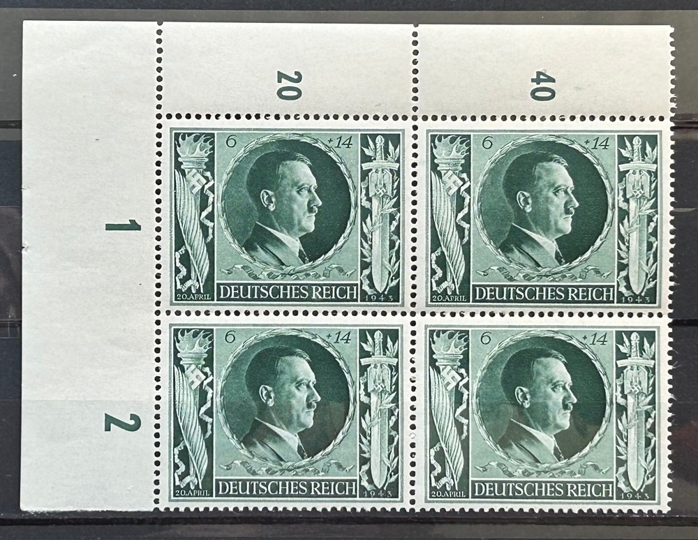 1943 German stamps block – 54th Birthday of A. Hitler 6+14 rpf MNH /BL49