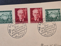WW2 Nazi German Third Reich Cover Peter Rosegger Stamps Special Bday Cancel 1939