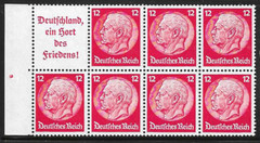GERMANY 1936 „Hindenburg“ Booklet Pane Michel H-Blatt-86, Sct #422a M/LH FOG