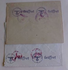 GERMAN POW CENSORED 2 DIFF. COVERS 1943 ALGERIA TO GENEVA RED CROSS