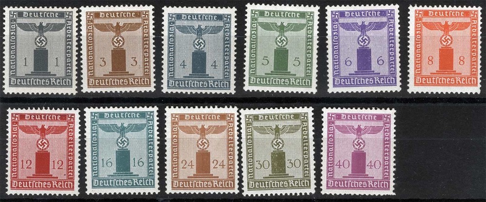 Germany Sc S12-S22 Multicolor 1pf-40pf Multicolor 1942 MNH Original Gum Set