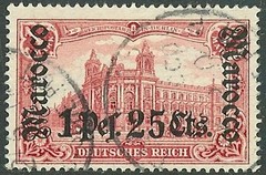 Germany 1905 offices in Morocco 1.25 Pts. issue used, Mi 30 A, $ 228.00