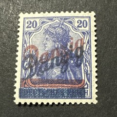 1920 Danzig 20pf Double Overprinted Red & Blue Signed WMK Collectible Old Stamp