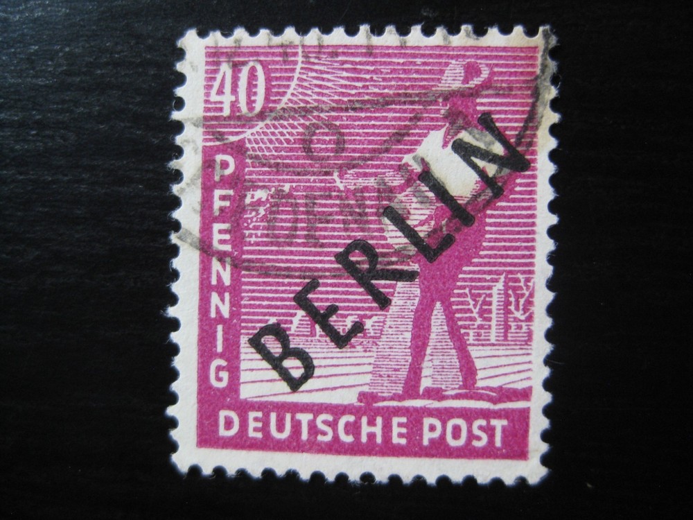 BERLIN GERMANY Mi. #12 scarce used black overprint stamp! CV $12.00