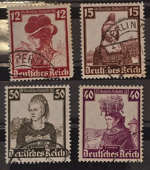 WWII Nazi German Third Reich NSDAP Folk Dress Complete Stamp set
