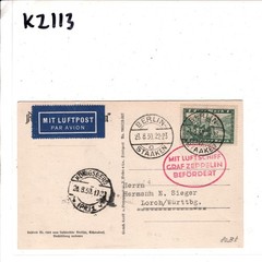 GRAF ZEPPELIN Air Mail 1m Card 1930 Berlin Königsberg East Prussia Germany KZ113