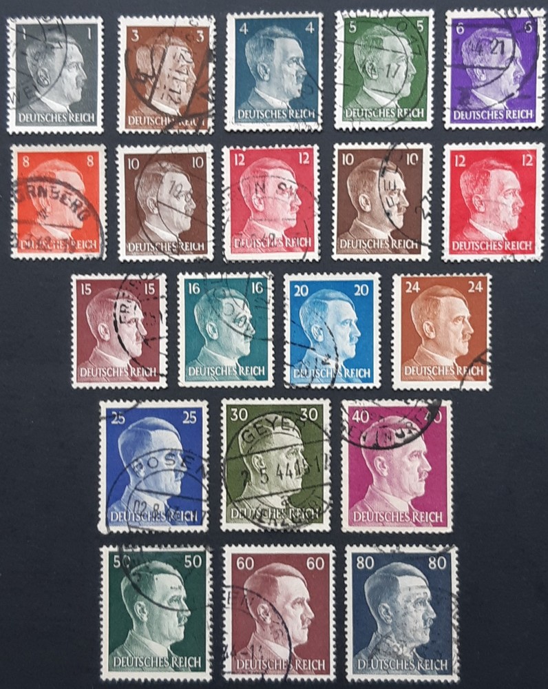 Germany Third Reich 1941-2 SG769-788 complete set of Hitler definitives, VGU/FU