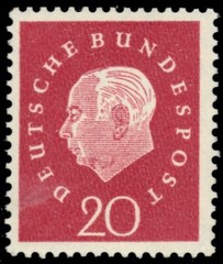 GERMANY 795 – President Theodor Heuss „1959 Dark Carmine Rose“ (pc15954)