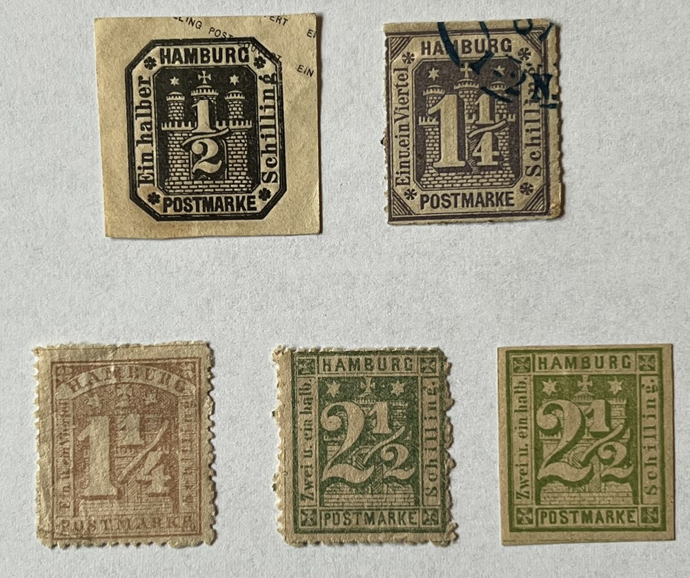 1800’s HAMBURG GERMANY LOT MINT & USED STAMPS #2