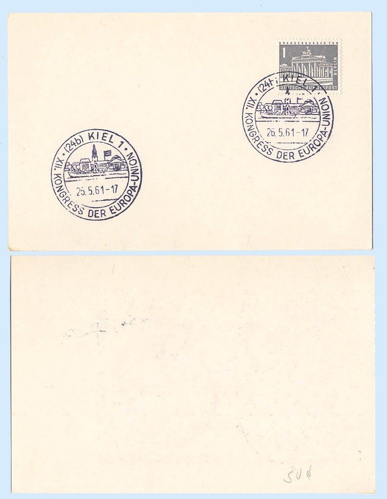 Germany 1961 Event Cover for Europa Congress Kiel #9N120