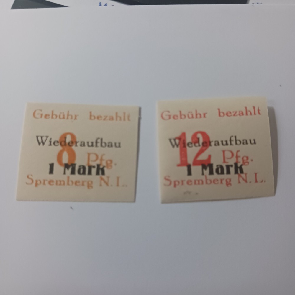 Germany Post-War Locals 1946 Spremburg Wiedaufbau MNHOG VF Mi#17B-18B Overprints