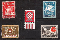 Nazi Germany swastika stamp + ally Croatia Hrvatska stamp set WW2 MNH