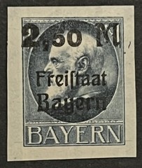 Travelstamps: Germany Bayern Imperf Stamps Mi 176 – 2.50 Mark OP Mint MOGH