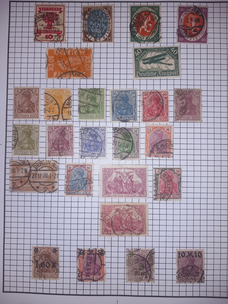 Germany Deutsches Reich Germania Mixed Page Flugpost Inflation Used Stamps