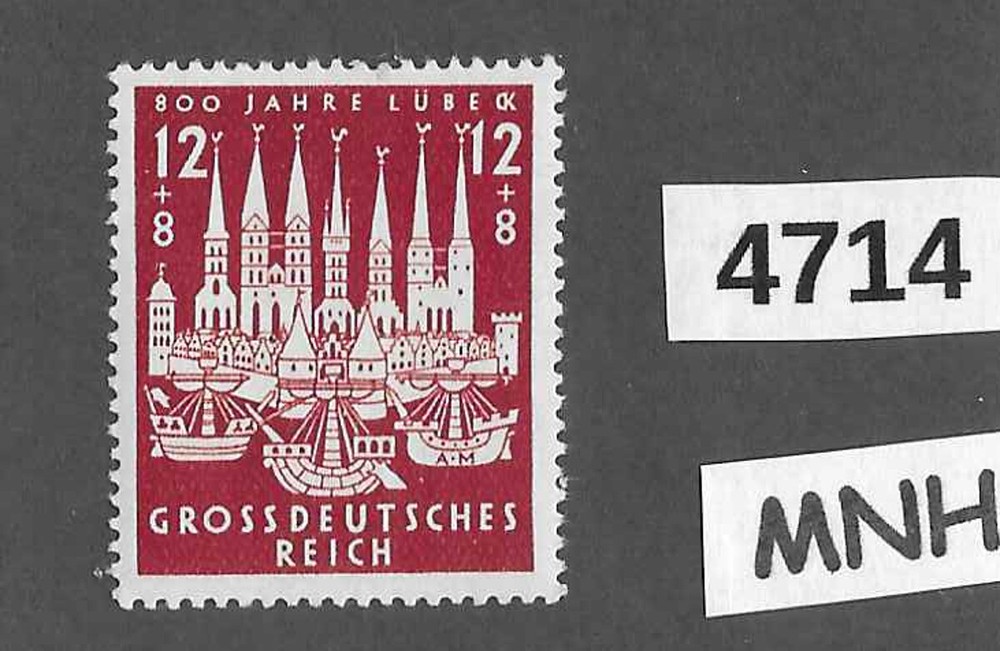 #4714 MNH stamp Sc B249 / 1943 / Third Reich Germany / Ancient Lubek Germany