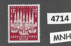 #4714 MNH stamp Sc B249 / 1943 / Third Reich Germany / Ancient Lubek Germany