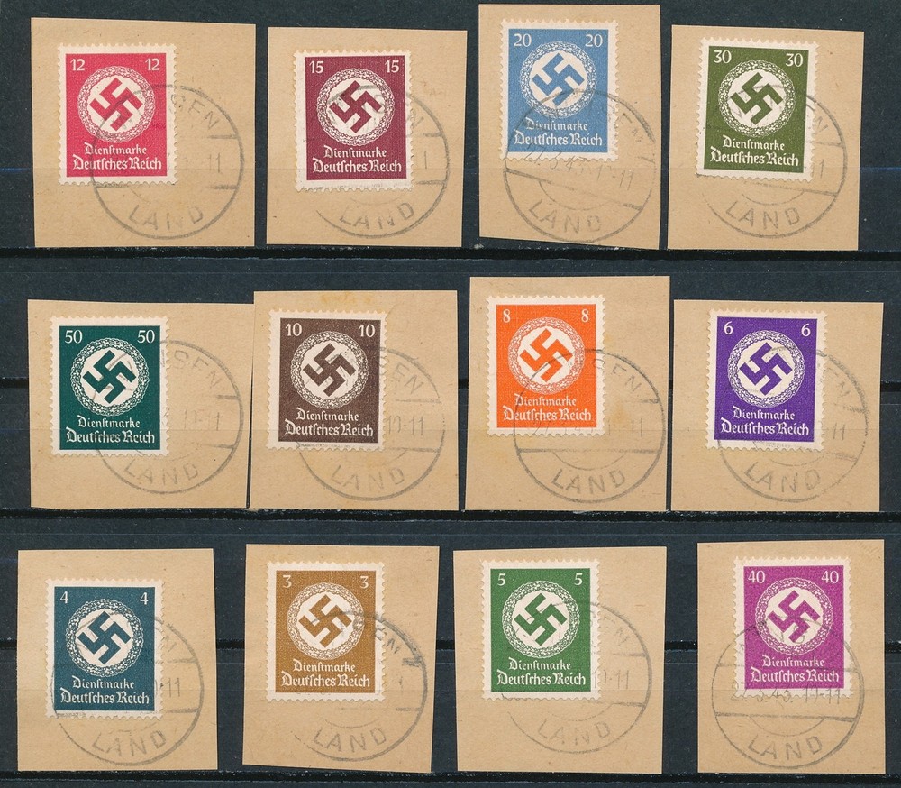 Lot Stamp Germany Officials 1943 WWII War Era Land Dienstpost set U