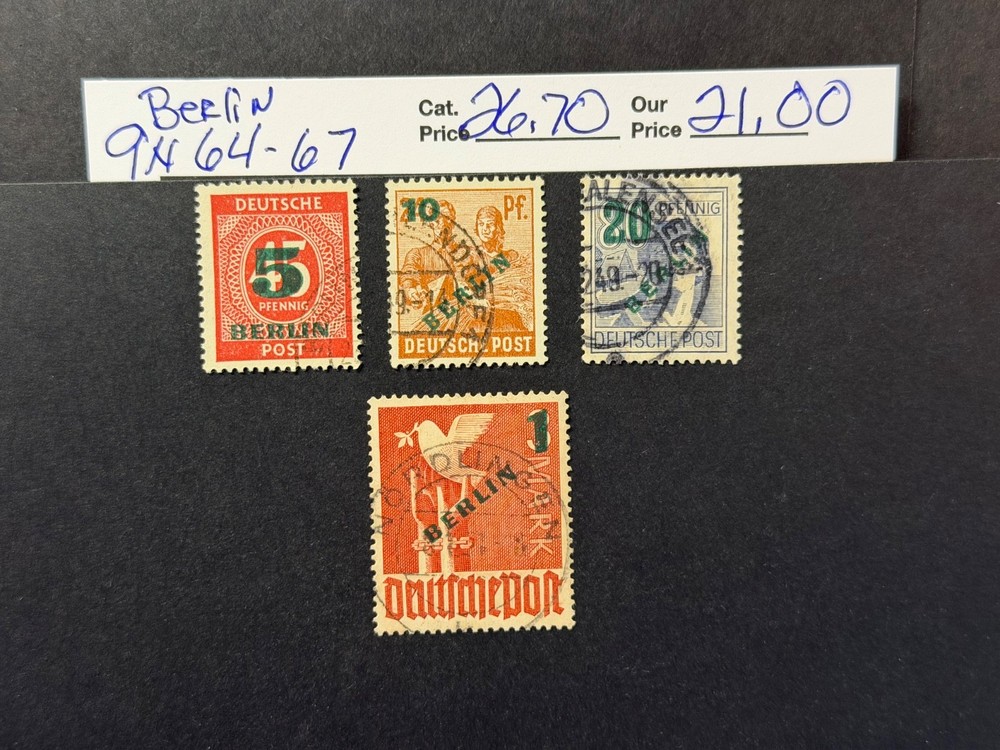 Germany Berlin # 9N 64 – 67 Used 2024 Scott Catalogue Value $ 26.70