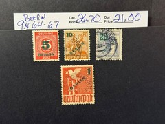 Germany Berlin # 9N 64 – 67 Used 2024 Scott Catalogue Value $ 26.70