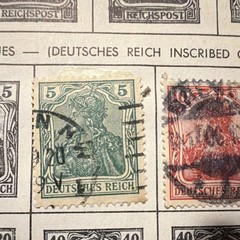 Germany Deutsches Reich Germania 5 & 10 Green Red Used Handstamped Stamps