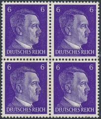 SALE Stamp Germany 1941 WWII 3rd Reich Hitler 6 PF Shades Blocks MNH
