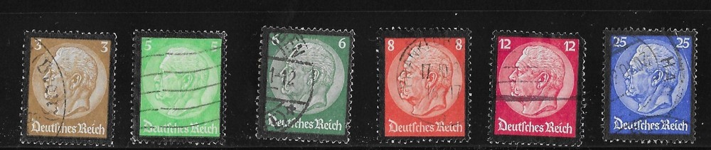 Used stamp full set 1934 Germany President Hindenburg memorial Black border