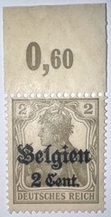 Travelstamps: Germany Offices in Belgium Stamps WWII, 1916 2c OP Mint MOGNH WMK
