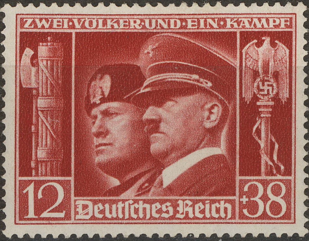 Stamp Germany Mi 763 Sc B189 1941 WWII Adolf Mussolini Italy Berlin Rome MH