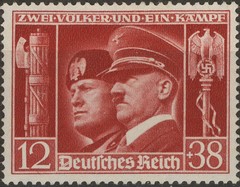 Stamp Germany Mi 763 Sc B189 1941 WWII Adolf Mussolini Italy Berlin Rome MH