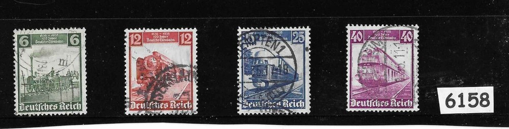 #6158 Complete Stamp set / Vintage Trains / WWII Germany / Third Reich / 1935