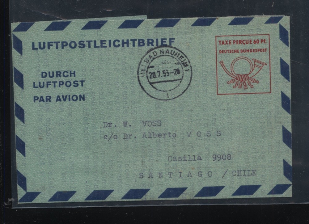 Germany 1953 cancel air letter sheet MS0127