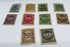 Germany Inflation Stamp Lot of 10 – 1922–1923 Tausend & Mark Era – Unused